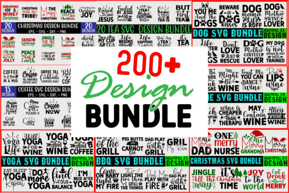 200 Mega SVG T Shirt Design Bundle for Graphics & Crafts