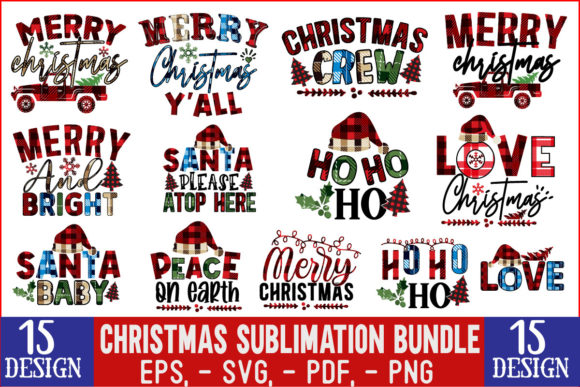 Christmas Sublimation Design Bundle for T-Shirt Designs and Graphics