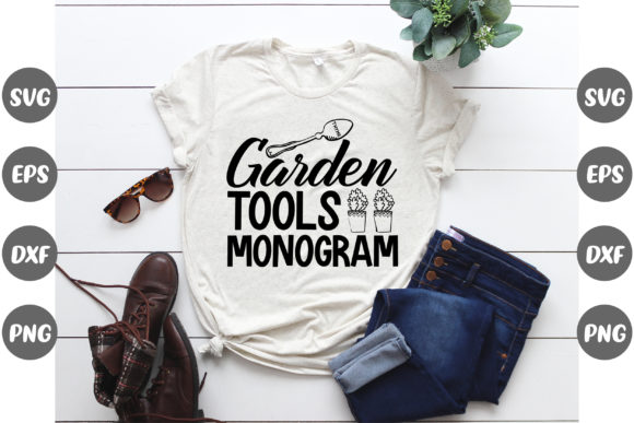 Garden Tools Monogram: A Versatile Graphics Asset for T-Shirt Designs