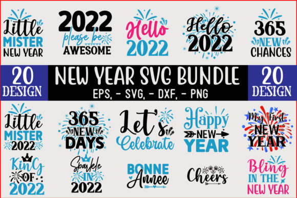 New Year SVG T Shirt Design Bundle for Graphics and Crafts