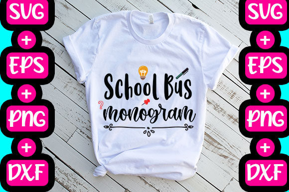 School Bus Monogram: Perfect for T-Shirt Designs and Graphics