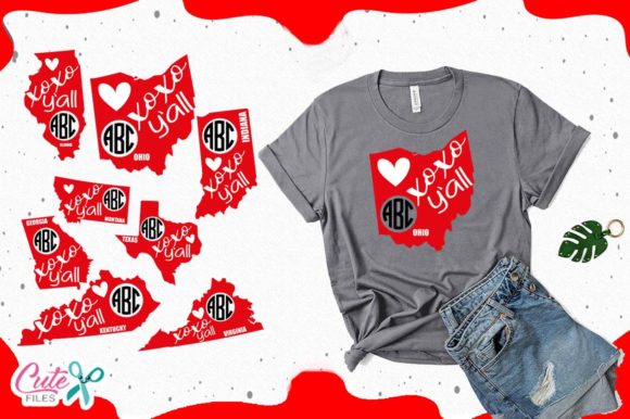 States Monogram Frames: A Charming Graphic for T-Shirt Designs